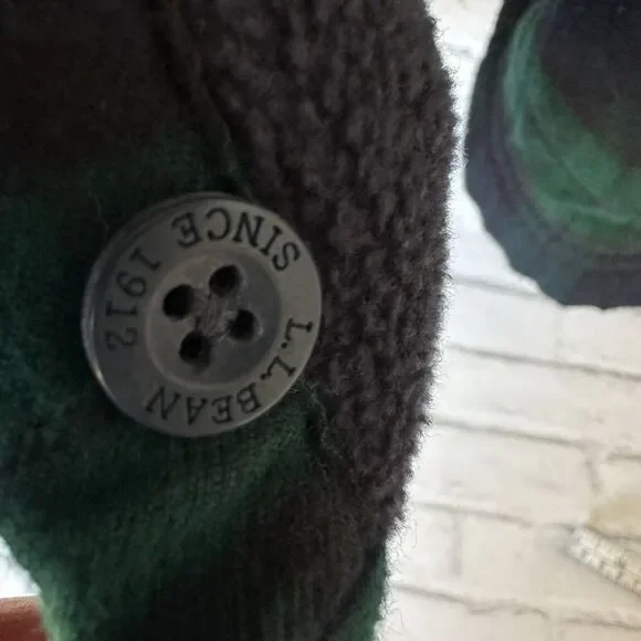 LL Bean Flannel Fleece Lined XL Tall Button Up Long Sleeve Blue Green Plaid - Picture 8 of 11